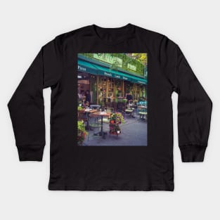 Street Pizza Restaurant Flowers West Village Manhattan New York City Kids Long Sleeve T-Shirt